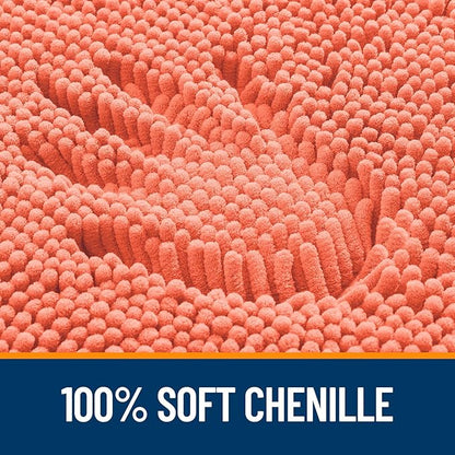 OLANLY Bathroom Rugs 44x24, Extra Soft Absorbent Chenille Bath Rugs, Rubber Backing Quick Dry, Machine Washable Bath Mats for Bathroom Floor, Tub and Shower, Home Decor Accessories, Coral
