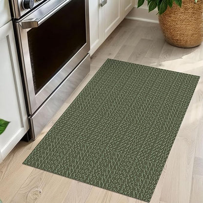 IOHOUZE Small Area Rug 2x3 Washable Woven Rugs for Entryway Non Slip Rubber Backed Front Door Rugs Indoor Doormat Throw Rug Floor Carpet for Entrance Kitchen, Olive Green/Dusty Green