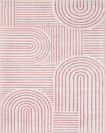 Lahome Abstract 8x10 Area Rugs, Soft Pink 8x10 Rugs for Living Room Bedroom Girls, Ultra-Thin Non-Shedding Accent Large Carpet for Office Dining Room (8x10ft,Pink)