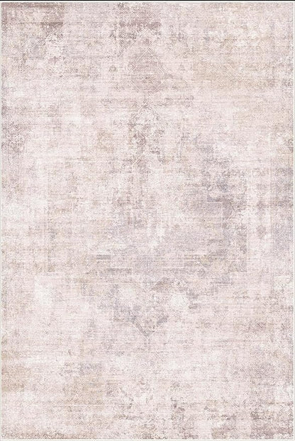 Modern Pink and Grey Rugs for Bedroom Girls - Abstract 6x9 Area Rug for Living Room, Dining Room Under Table, Thin & Soft Washable, Print Distressed Medallion Pattern