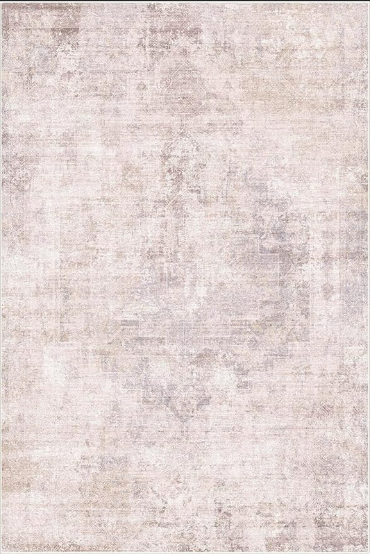 Modern Pink and Grey Rugs for Bedroom Girls - Abstract 6x9 Area Rug for Living Room, Dining Room Under Table, Thin & Soft Washable, Print Distressed Medallion Pattern