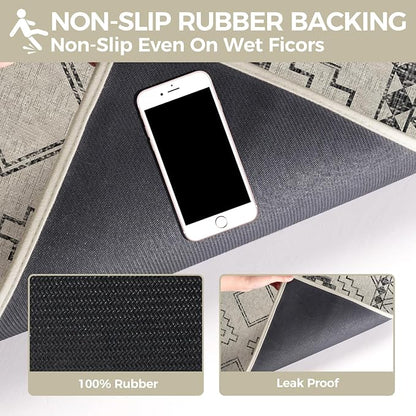 Indoor Door Mat 20"x31",Beige Door Mats Indoor Entrance Dirt Resistant & Absorbent, Non-Slip Rubber Backing Front Door Mats,Washable Low-Profile Doormat for Entryway, Inside Home Entrance