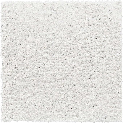 Unique Loom Davos Shag Collection Area Rug - Solid (3' 3" Square, White/ Ivory)