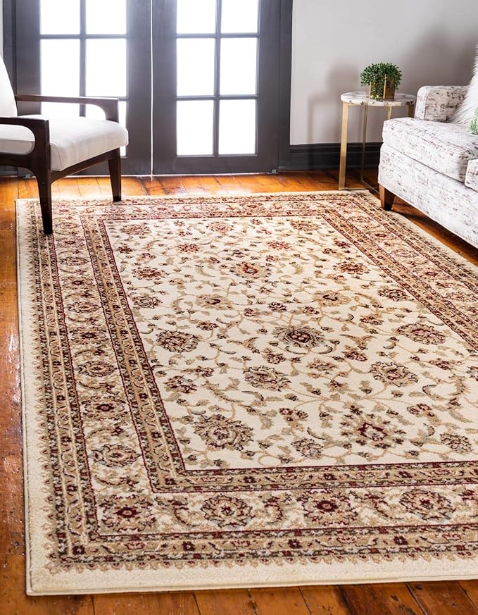 Unique Loom Voyage Collection Traditional Oriental Classic Intricate Design Area Rug (4' 0 x 6' 0 Rectangular, Ivory/Gold)