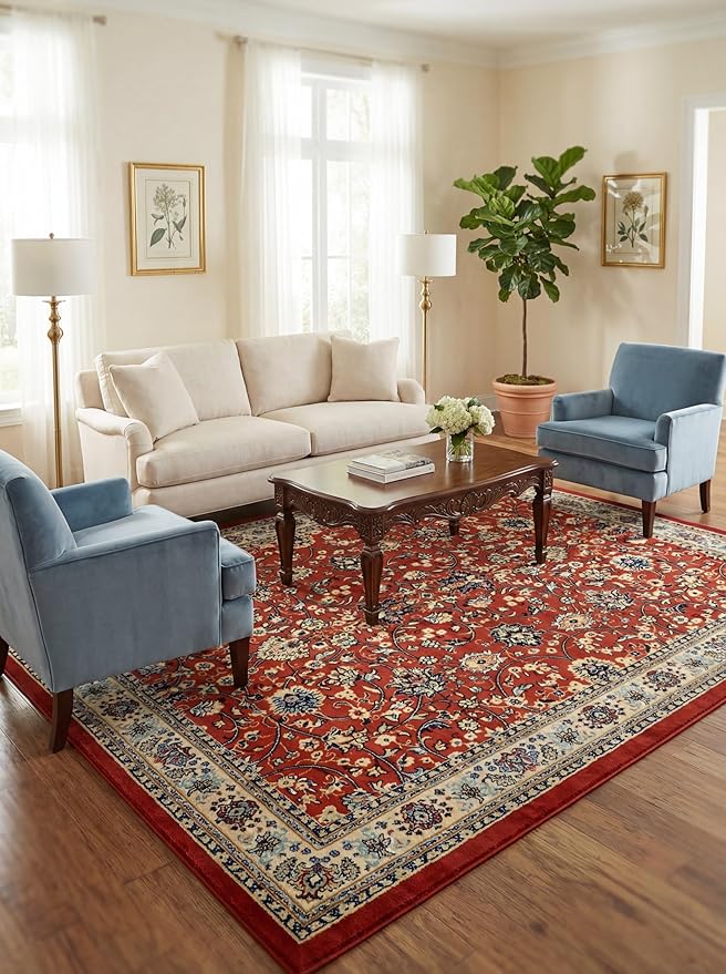 Rugs.com Yasmin Collection Rug – 6' x 9' Terracotta Medium Rug Perfect for Bedrooms, Dining Rooms, Living Rooms