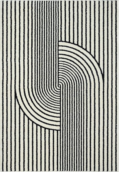 Abani Nuevo Collection Area Rug - Mid-Century Black and White Arch Knot Design - 9' x 12' - for Living Room, Bedroom & Office