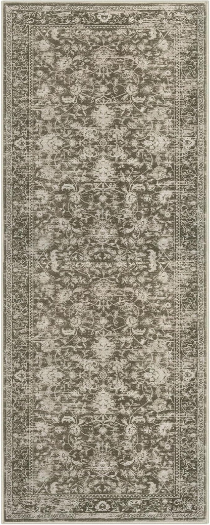 KILOCOCO Hallway Runner 2x6 Rug Runner Printed Vintage Floral Washable Kitchen Runners Non-Slip Rubber Backed Runners for Hallways Laundry Room Distressed Boho Rugs for Entryway Bedroom, Taupe/Green