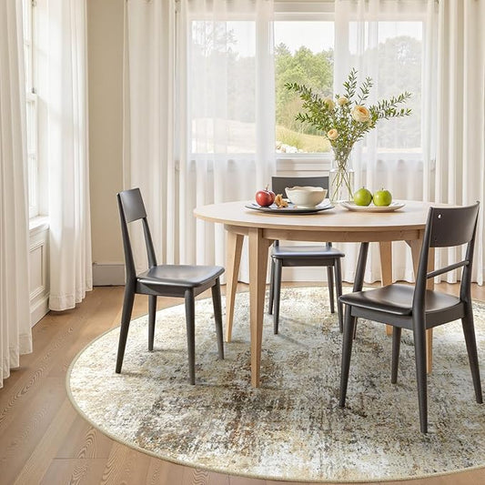 Washable Area Rugs 8ft Non-Slip Modern Abstract Soft for Living Room Entryway Bedroom Nursery, Print Pattern, Neutral Brown Gray