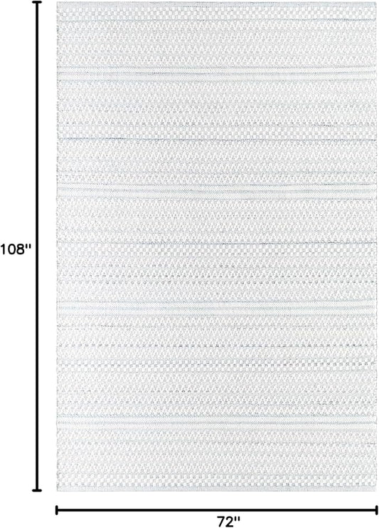 Mark&Day Wool Rugs, 6x9 Precious Solid and Border Cream/Charcoal Area Rug, Cream Grey Carpet for Living Room, Bedroom or Kitchen (6' x 9')