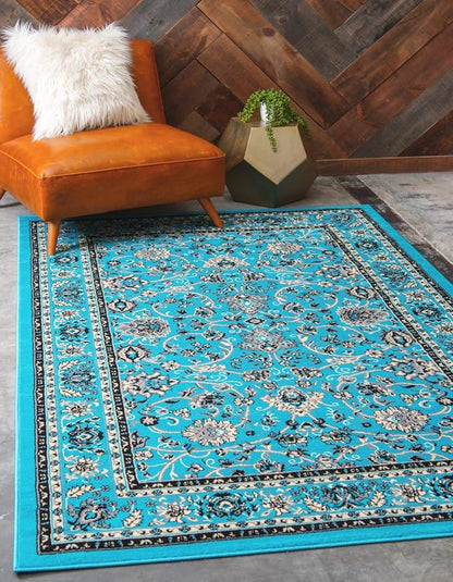 Unique Loom Sialk Hill Collection Area Rug - Washington (4' 1" x 6' 1" Rectangle Turquoise/Black)