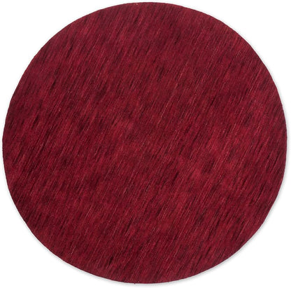 Hand Knotted Loom Wool ECO-Friendly Area Rugs - 8'x8', Round, Dark Red Color, Solid Plain Design, High Pile Thick Handmade Anti Skid Area Rugs for Living Room, Bed Room (L00111)