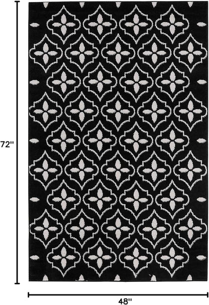 Nourison Home Nourison Essentials Black Ivory 4' x 6' Area Rug - Easy Clean, Non Shedding, Bed Room, Living Room, Dining Room, Kitchen (4' x 6')