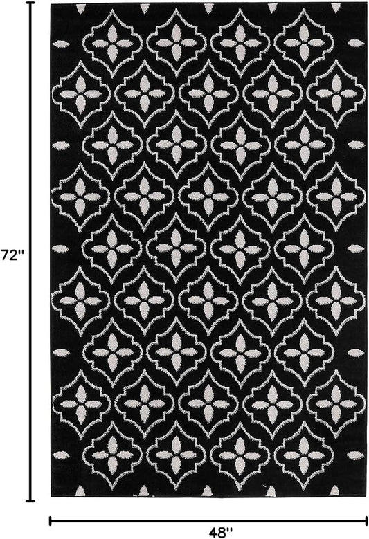 Nourison Home Nourison Essentials Black Ivory 4' x 6' Area Rug - Easy Clean, Non Shedding, Bed Room, Living Room, Dining Room, Kitchen (4' x 6')