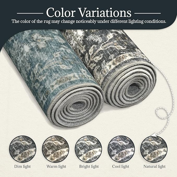 Washable 2'x3' Non Slip Rug Vintage Soft Low Pile Lightweight Boho Area Rugs for High-Traffic Areas (Entryway, Kitchen, Hallway), Farmhouse Decor