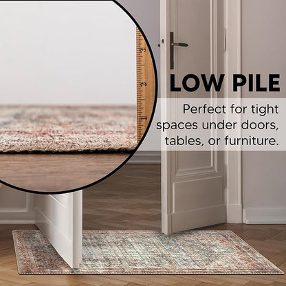 Keen Home Design 2x3 Rug - Machine Washable Entry Rug with Non-Slip Backing, Ideal for Enteryway, Kitchen, Bathroom, Laundry Room - Vintage, Easy Clean, Durable, Low Pile - (2' x 3')