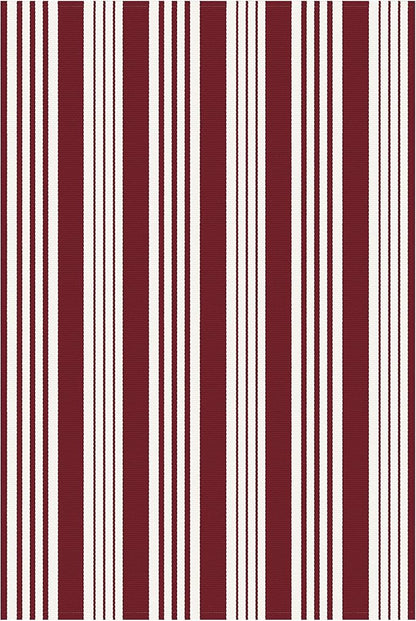 KOZYFLY Striped Outdoor Rug 4x6 Ft Red and White Christmas Front Door Rug Woven Area Rug Washable Indoor Cotton Rugs for Living Room Kitchen Entryway Patio Front Porch Holiday Decor