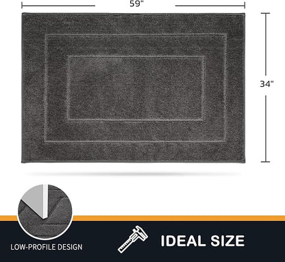 PURRUGS Dirt Trapping Door Mat 34" x 59", Non-Slip/Skid Machine Washable Entryway Area Rug, Dog Doormat, Super Absorbent Welcome Mat for Muddy Wet Shoes and Paws, Grey
