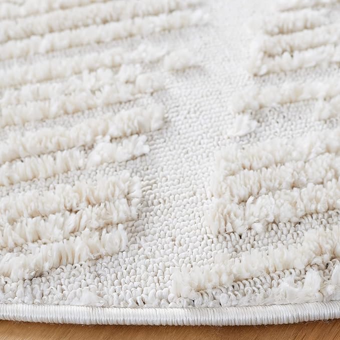 SAFAVIEH Marrakech Collection Area Rug - 10' Round, Beige, Moroccan Boho Tribal Tassel Design, Non-Shedding & Easy Care, Ideal for High Traffic Areas in Living Room, Bedroom (MRK517C)