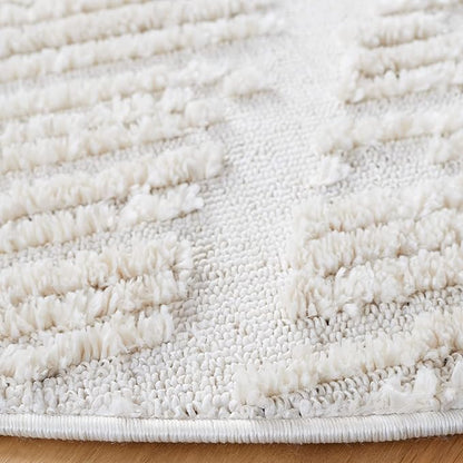 SAFAVIEH Marrakech Collection Area Rug - 10' Round, Beige, Moroccan Boho Tribal Tassel Design, Non-Shedding & Easy Care, Ideal for High Traffic Areas in Living Room, Bedroom (MRK517C)
