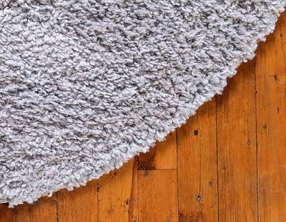 Unique Loom Davos Shag Collection Area Rug - Solid (5' 1" Round, Sterling)