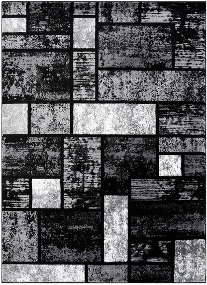 LUXE WEAVERS Modern Geometric Squares Gray 4x5 Area Rug for Living Room