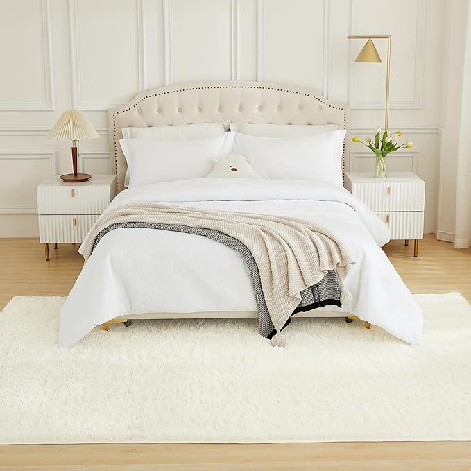 Andency 8x10 Area Rugs for Living Room, Cream Non-Slip Fluffy Soft Large Shag Bedroom Carpet, Big Indoor Thick Nursery Rug for Kids Dorm Home Decor Aesthetic