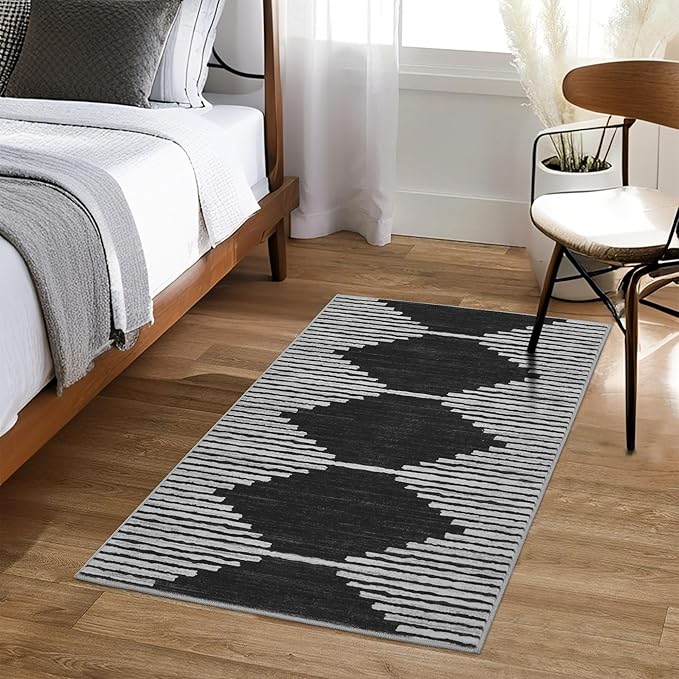 HelloTree 2x3 Entryway Rug, Indoor Small Machine Washable Area Rug Non Slip Backing Home Decor Floor Decoration Mat Boho Rugs for Entrance Kids Room Bedside Bedroom Resistant Carpet