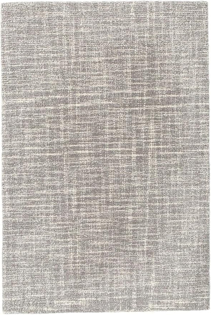 Dash & Albert Crosshatch Dove Grey Hand Micro Hooked Wool Rug, 9.5 X 13.5 Feet, Grey Solid Pattern