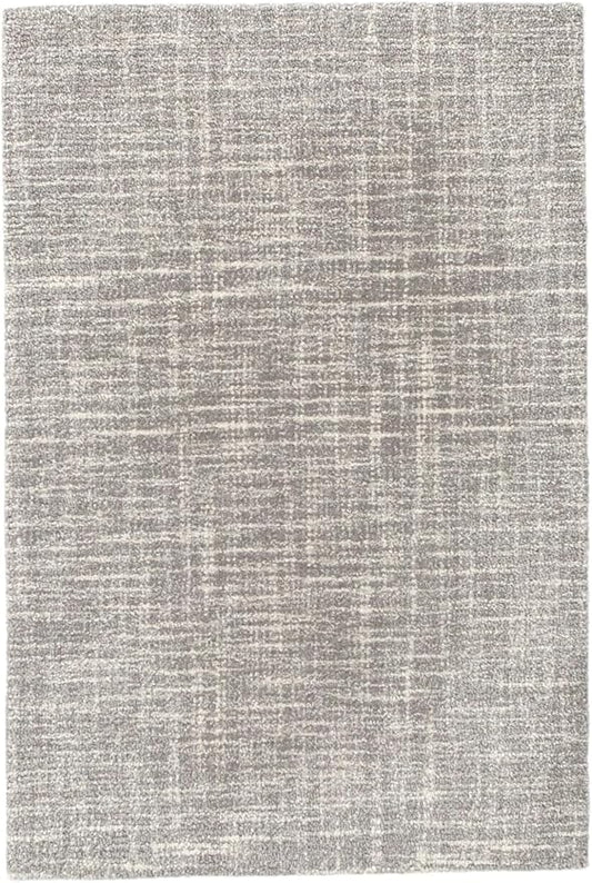 Dash & Albert Crosshatch Dove Grey Hand Micro Hooked Wool Rug, 9.5 X 13.5 Feet, Grey Solid Pattern
