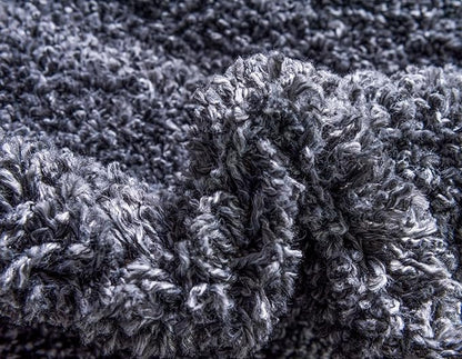 Unique Loom Davos Shag Collection Area Rug - Solid (2' Round, Peppercorn)