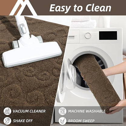 COSY HOMEER Door Mat 20”x32”,Absorbent Dirt Trapper Entryway Rugs,Non-Slip Welcome Mat,Washable Entry Rugs,Low Pile Doormat for Front Back Door,Wet Shoes & Paws,Brown