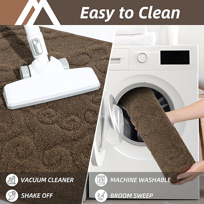COSY HOMEER Door Mat 24”x36”,Absorbent Dirt Trapper Entryway Rugs,Non-Slip Welcome Mat,Washable Entry Rugs,Low Pile Doormat for Front Back Door,Wet Shoes & Paws,Brown