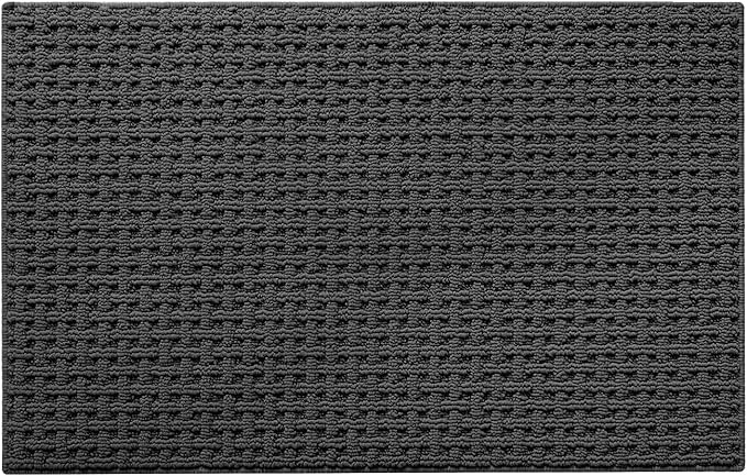 LUMI Washable Door Mat Indoor Entrance 36x60, Dirt Trapper Front Door Mats with Absorbent Interior and Non-Slip Rubber Backing, Entryway Doormat, Grey