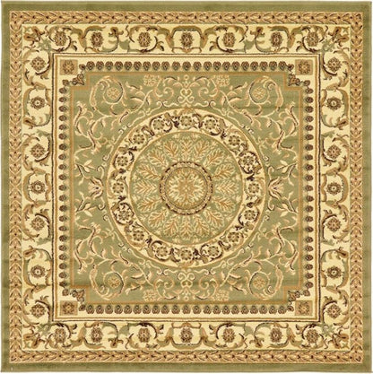 Unique Loom Versailles Collection Traditional Classic Medallion Floral Motif Area Rug (6' 0 x 6' 0 Square, Green/ Ivory)