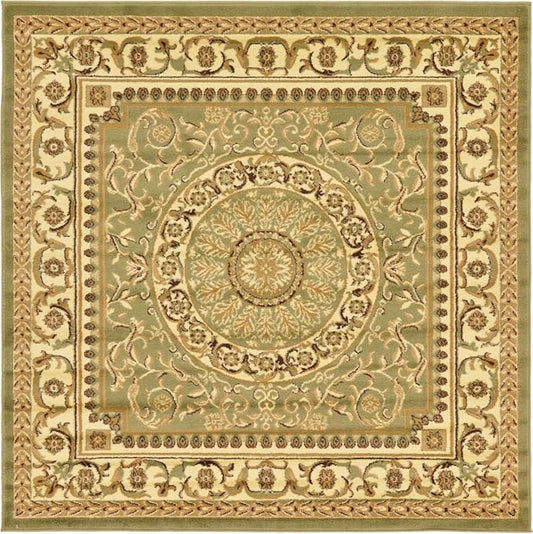Unique Loom Versailles Collection Traditional Classic Medallion Floral Motif Area Rug (6' 0 x 6' 0 Square, Green/ Ivory)