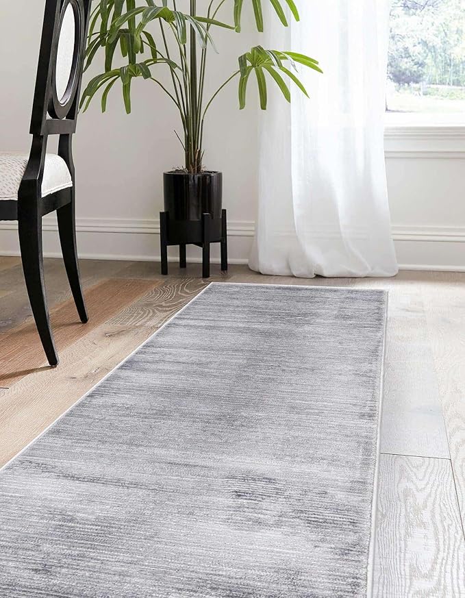 Unique Loom Finsbury Collection Area Rug - Kate (2' 7" x 12' Runner, Gray/ Ivory)
