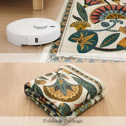 Egypt Floral Washable Bathroom Runner Rug for Kitchen Floor,2x8 Boho Rug Runners for Hallways Entryway,Vintage Non Slip Soft Throw Carpet for Laundry Room Entrance (Beige,2'6''x8')