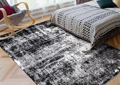 Keen Home Design Area Rugs - 4x6 Non-Shedding, Abstract Rugs for Kitchen, Living Room, Bedroom, Dining Room, Entryway - Size: 4' x 6', Abstract Black