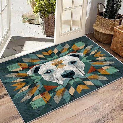 Pitbull Rug for Entryway Indoor - 3x4ft - Modern Geometric Dog Rustic Wood Grain Washable Non Slip Low Pile Small Rug for Bedroom, Dog Carpets Room Decor & Gifts