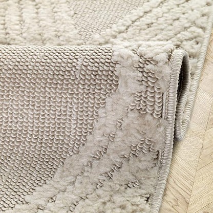Antep Rugs Palafito 2x4 Geometric Shag Diamond High-Low Pile Textured Indoor Area Rug (Beige, 2' x 4')