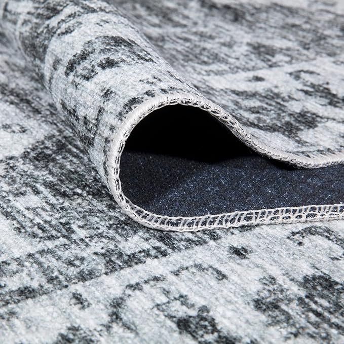 Bloom Rugs Caria Washable Non-Slip 3x5 Rug - Silver/Dark Gray Traditional Area Rug for Living Room, Bedroom, Dining Room, and Kitchen - Exact Size: 3' x 5'