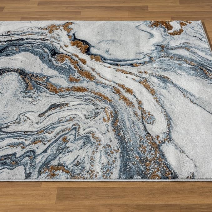 LUXE WEAVERS Marble Effect Abstract Blue 6x9 Area Rug