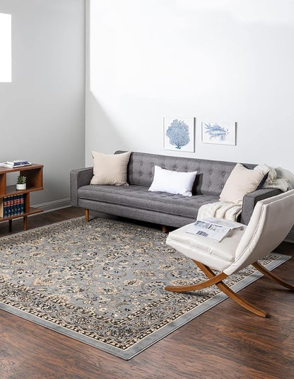 Rugs.com Yasmin Collection Rug – 8 Ft Square Gray Medium Rug Perfect for Living Rooms, Kitchens, Entryways