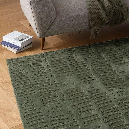 Revival Rugs Shell 5'3"x7'10" Washable Area Rug for Living Room Bedroom - 100% Recycled Oeko-TEX Certified, Medium Pile, Green