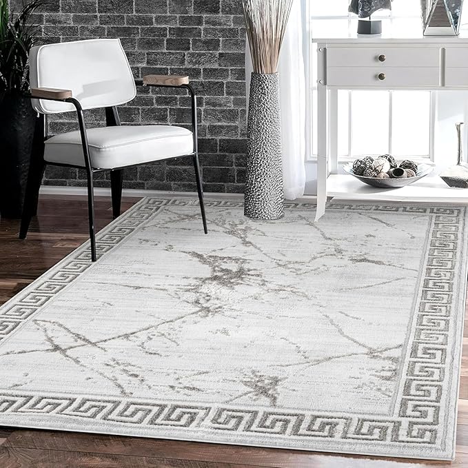 GLORY RUGS Area Rugs Marble 2x7 Cream Gray Carpet Modern Abstract Rug Living Room Dining Bedroom Rug