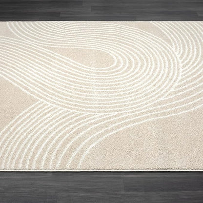 Abani Nuevo Collection Area Rug - Transitional Beige/Cream Design -7'9" x 10'2" - Easy to Clean - Durable for Kids & Pets - Non-Shedding - Medium Pile - Soft Feel - for Living Room, Bedroom & Office