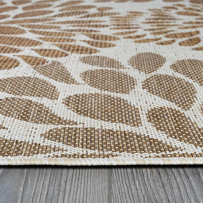 Beverly Rug Outdoor Rug 6x9 Modern Exotic Tropical Leaf Area Rugs for Indoor and Outdoor Patio Deck Porch Garden Water Resistant Washable Outside Carpet (6 x 9 Beige)