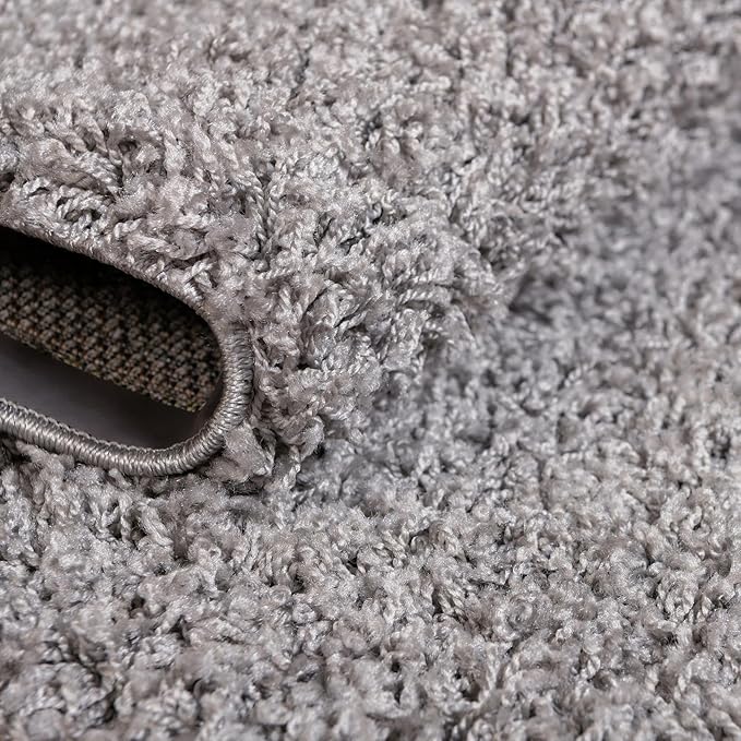 Unique Loom Solid Shag Collection Area Rug (3' 3" Square, Cloud Gray)