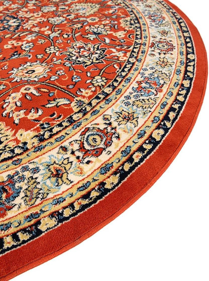 Unique Loom Sialk Hill Collection Area Rug - Washington (8' Round Terracotta/Cream)