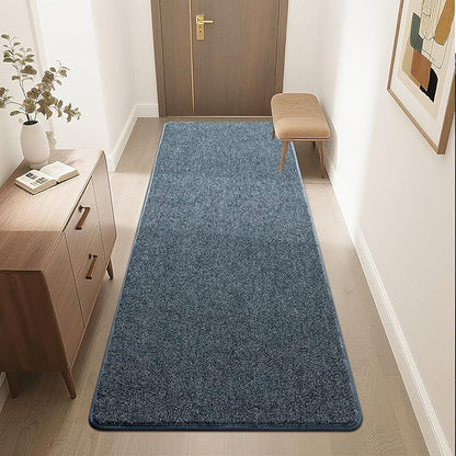 HQAYW 2x6 Soft Runner Rug for Hallways, Thickened Memory Foam Small Throw Bedside Rugs for Bedroom Living Room, Low Pile Washable Non Slip Carpet for Teens Kids Nursery Dorm Decor, Navy Blue